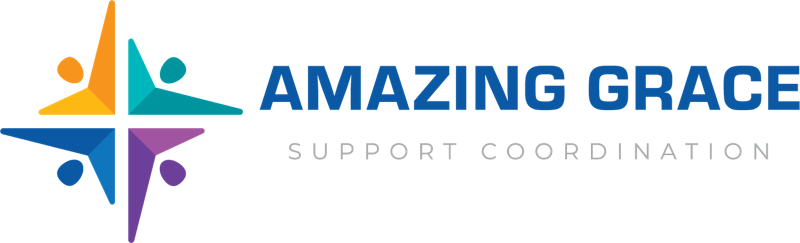 Amazing Grace Support Coordination logo — colorful compass of people