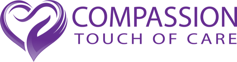 Compassion Touch of Care logo — purple heart and hand
