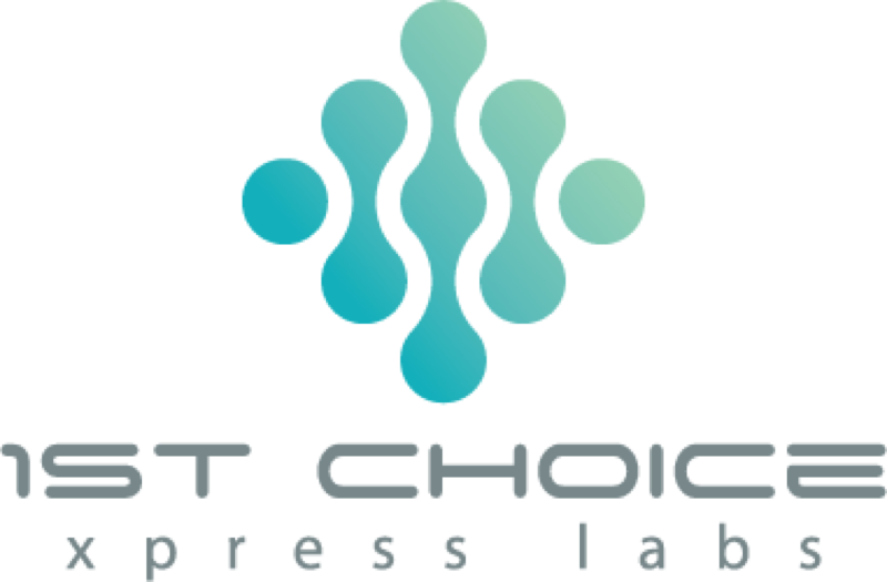 1st Choice Xpress Labs logo — teal gradient molecular mark